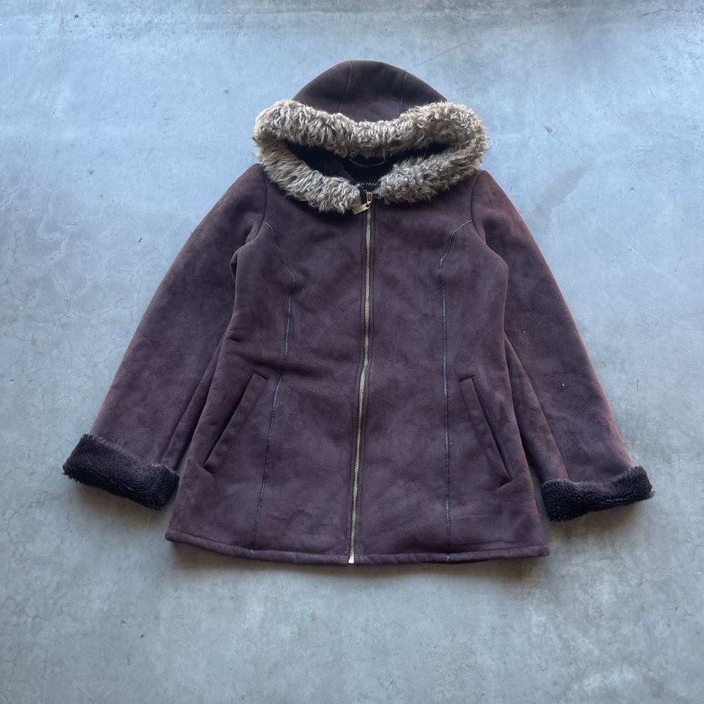 Faux Fur Lined Brown Hooded Jacket